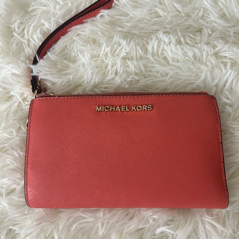 Michael Kors Pink Saffiano Leather Wristlet